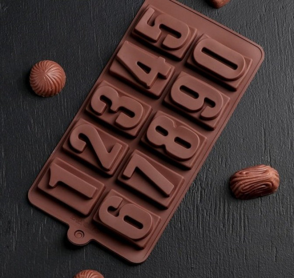 Форма силиконовая, 3D Цифры, 21 х 10 х 1,5 см